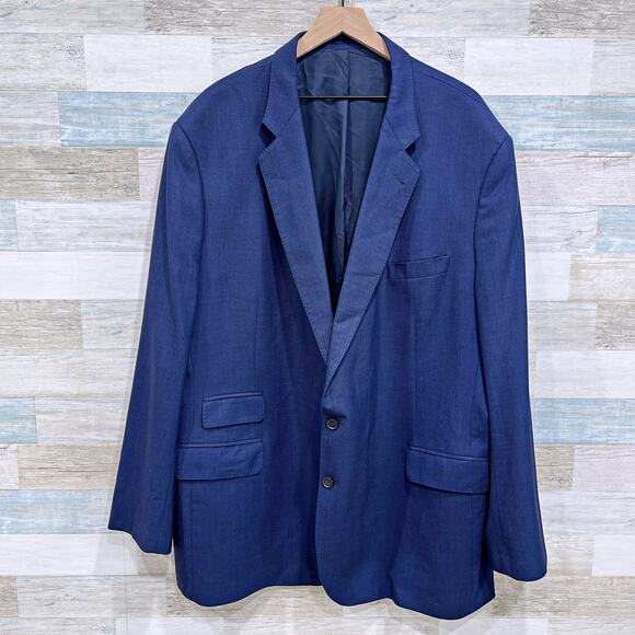 Hardy Minnis Savile Row Wool Birdseye Sport Coat Blue Ticket Pocket Mens 59R - Picture 1 of 10